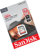 SanDisk Ultra SD Memory Card 32GB 64GB 128GB 256GB 512GB SDHC Class 10 For Cameras