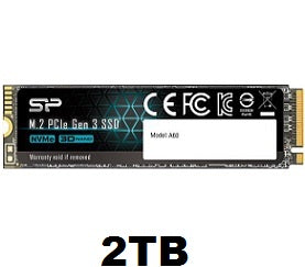 2TB PCIe NVMe Gen-3.0 x4 M.2 2280 Silicon Power Internal Solid State Drive SSD STZE